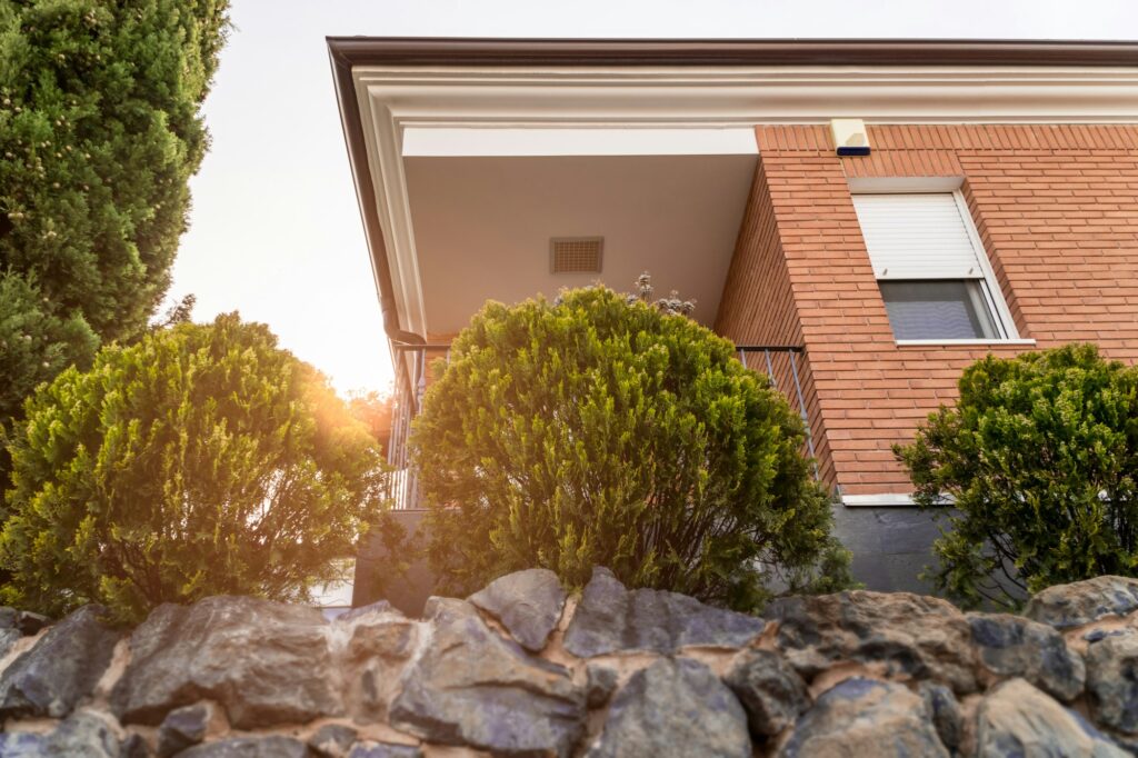 Private house with alarm system over the windows